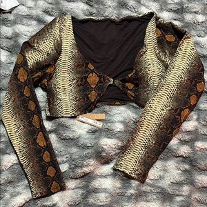 Reptile Patterned Long Sleeve Swim Top